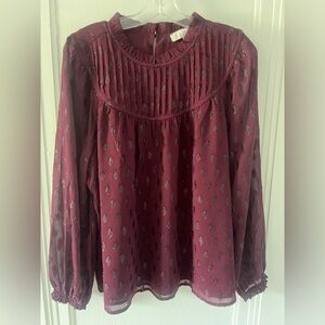 Loft Geo Clip Pleated Yoke Blouse